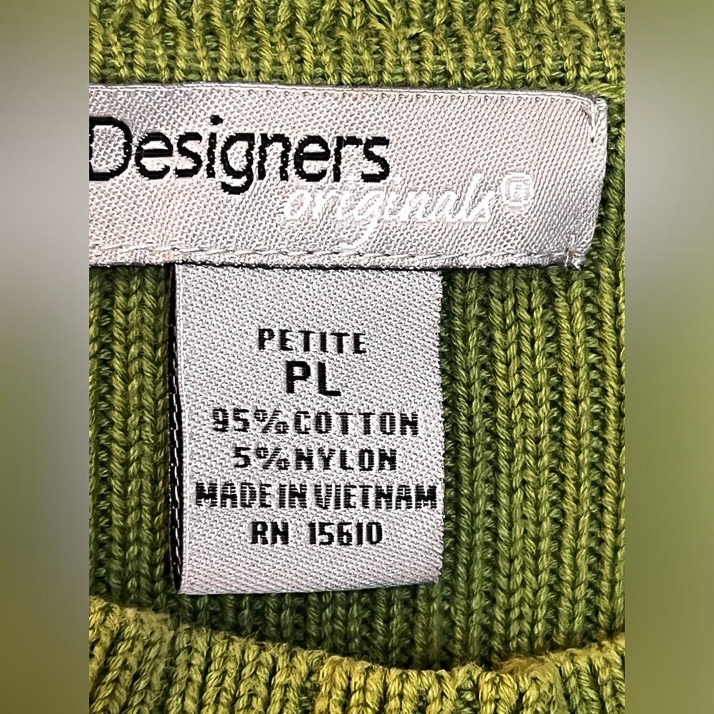 Designers Originals Sz PL Rib knit pullover Sweater designer buttons Green - Picture 7 of 11
